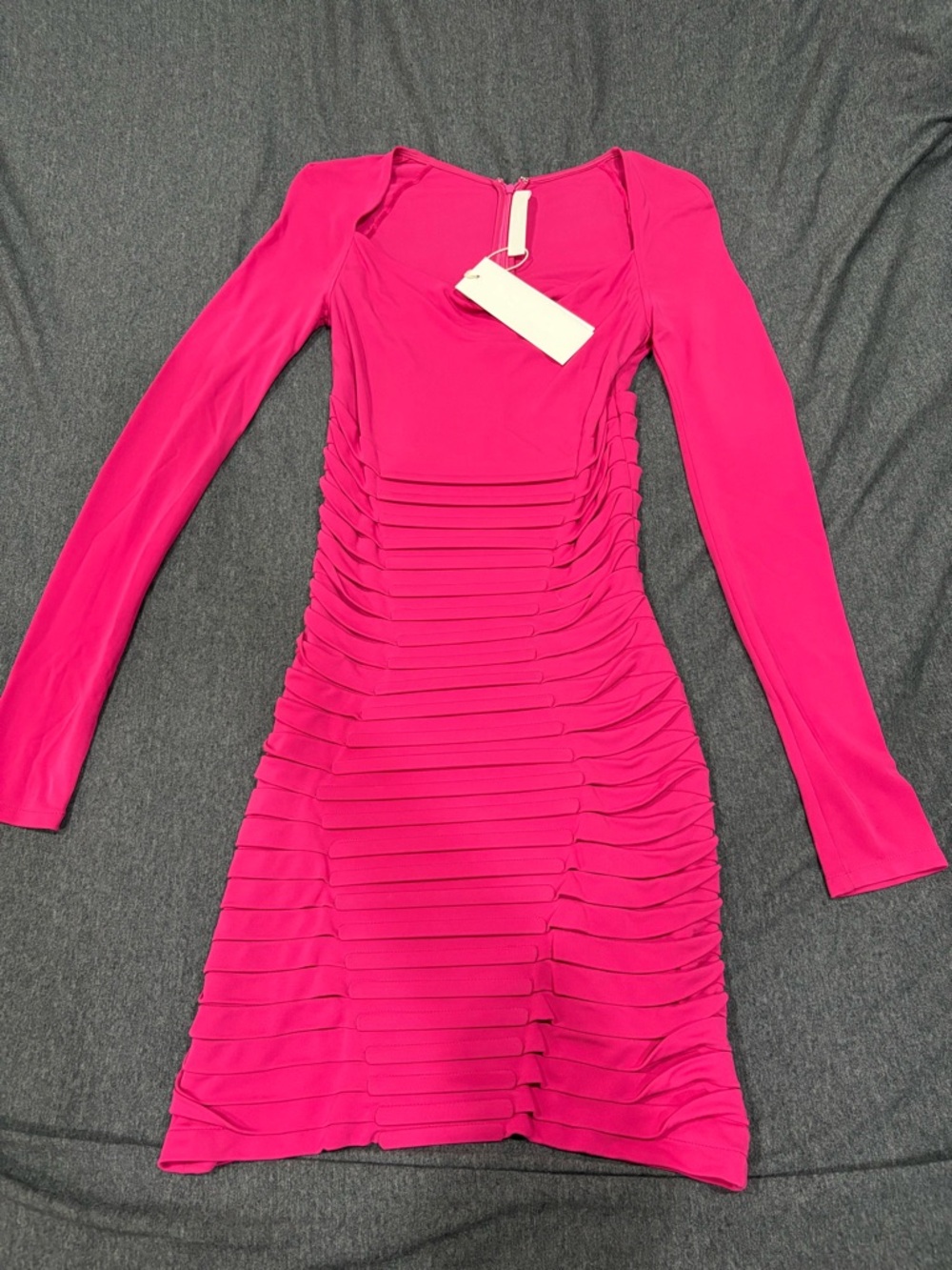 NWT Dion Lee Long-Sleeve Hot Pink Bodycon Dress